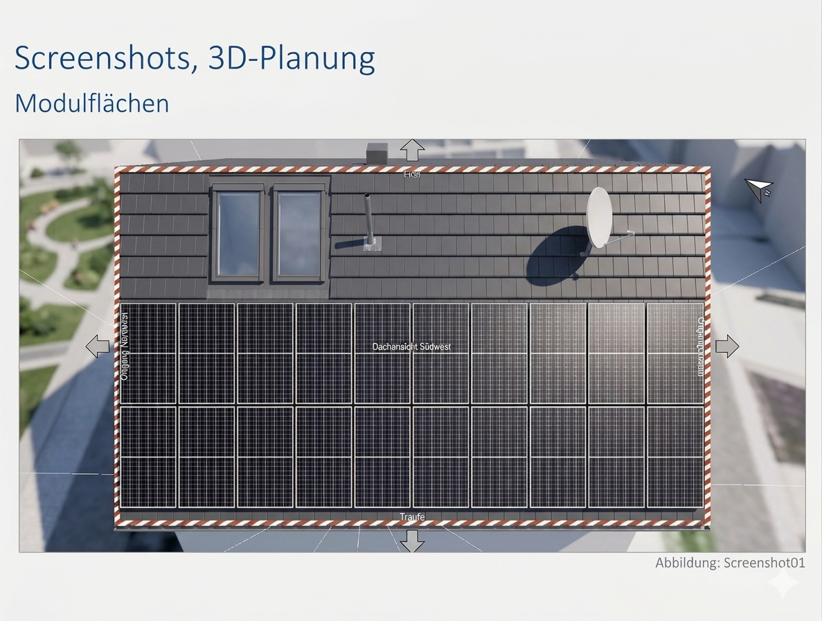 3D-Planung — Modulflächen auf dem Dach